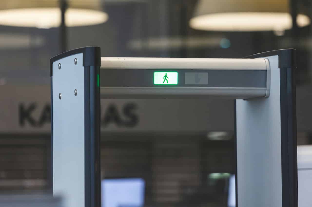 myths-braces-metal-detector Close-up of airport security gates. Metal detector scan. High quality photo